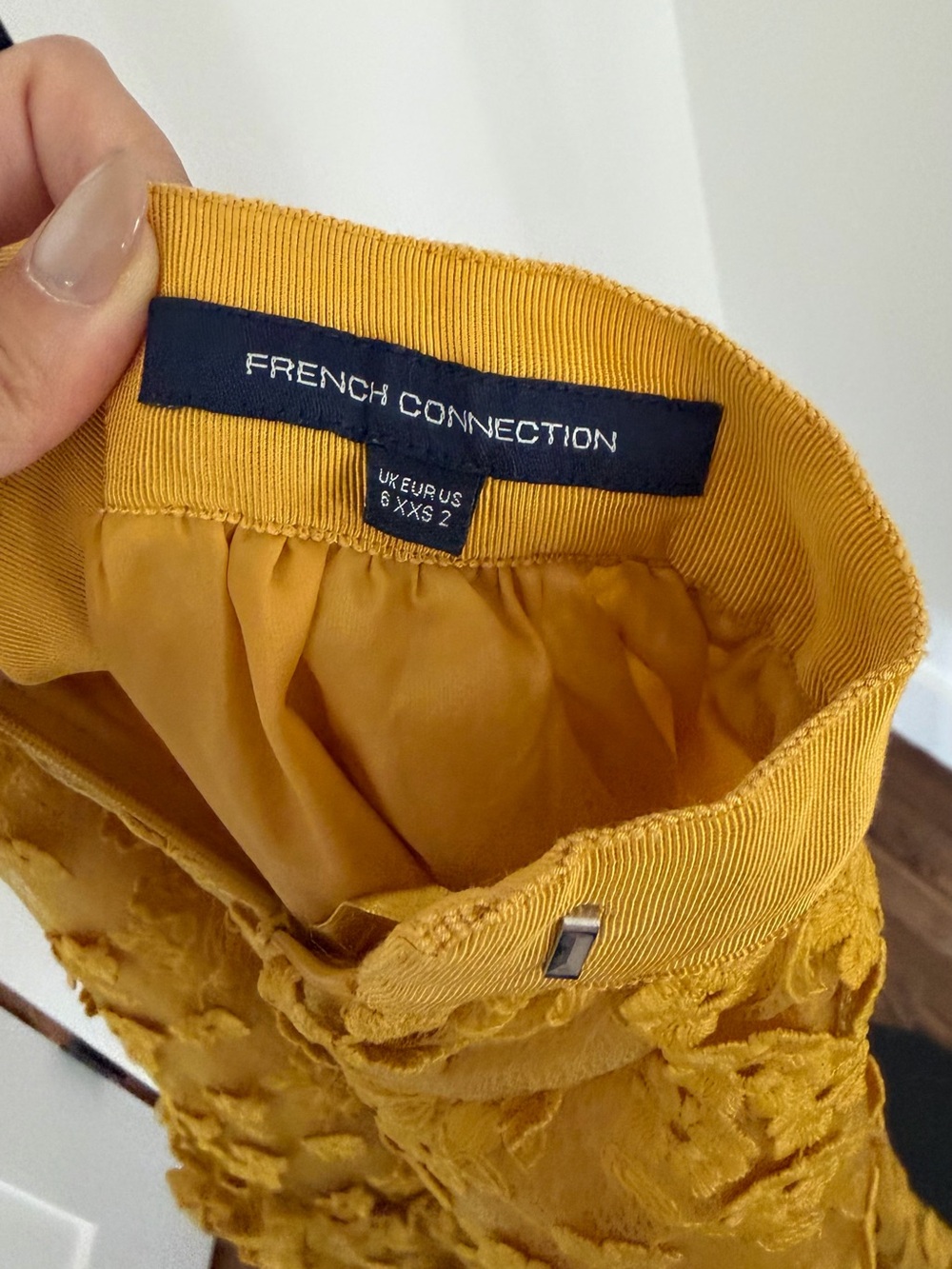 French Connection Mustard Yellow Floral Lace Maxi Skirt - Picture 5 of 5